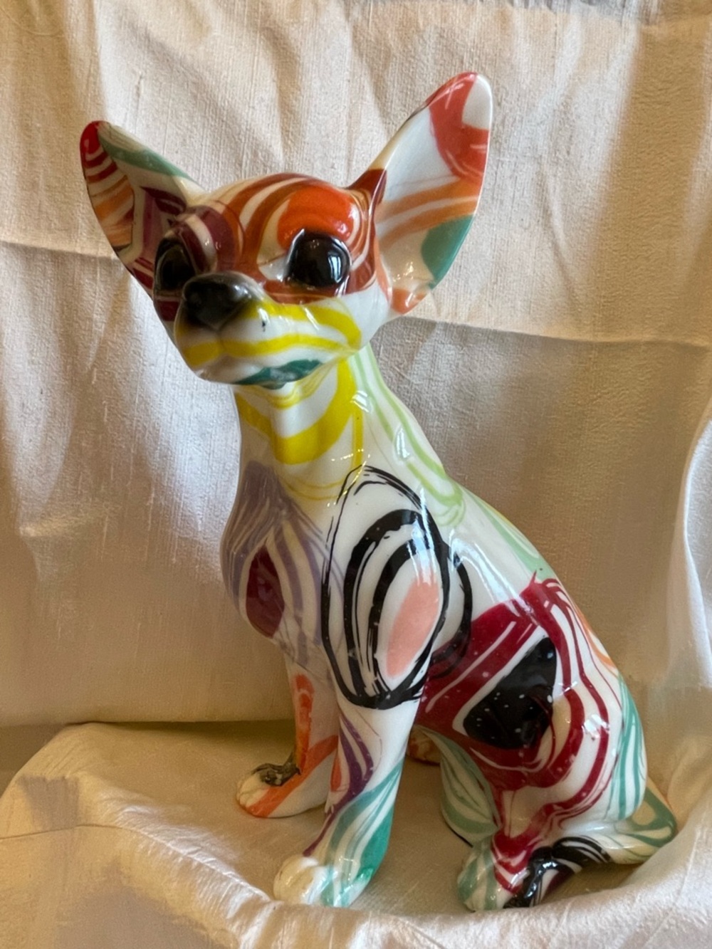 Graffiti Chihuahua Figurine | Colorful Pop Art Dog Decor Statue
